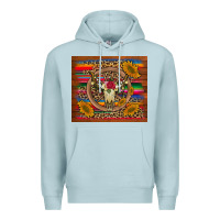 Blue Mist serape sunflowers bull skull background Premium Hoodie - Artiststas