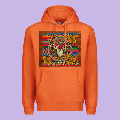 Serape Sunflowers Bull Skull Background Premium Hoodie Designed By Artiststas