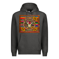 Charcoal Heather serape sunflowers bull skull background Premium Hoodie - Artiststas