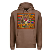 Chestnut serape sunflowers bull skull background Premium Hoodie - Artiststas