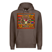 Coffee serape sunflowers bull skull background Premium Hoodie - Artiststas