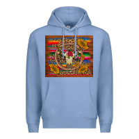Colony Blue serape sunflowers bull skull background Premium Hoodie - Artiststas
