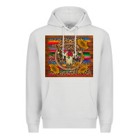 Dove Grey serape sunflowers bull skull background Premium Hoodie - Artiststas
