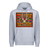Heather Grey serape sunflowers bull skull background Premium Hoodie - Artiststas