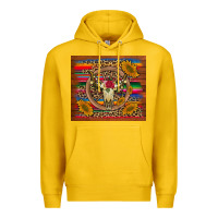 Lemon serape sunflowers bull skull background Premium Hoodie - Artiststas
