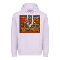 Lilac serape sunflowers bull skull background Premium Hoodie - Artiststas