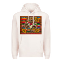 Pale Pink serape sunflowers bull skull background Premium Hoodie - Artiststas