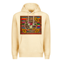 Pina Colada serape sunflowers bull skull background Premium Hoodie - Artiststas