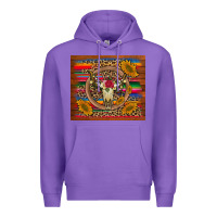 Purple serape sunflowers bull skull background Premium Hoodie - Artiststas