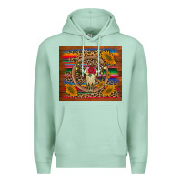 Seafoam serape sunflowers bull skull background Premium Hoodie - Artiststas
