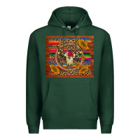 Sports Green serape sunflowers bull skull background Premium Hoodie - Artiststas