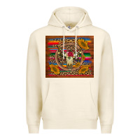 Tofu serape sunflowers bull skull background Premium Hoodie - Artiststas
