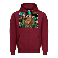 Burgundy western cow Zipper Hoodie - RanaPortraitStore