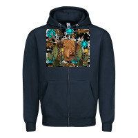 Navy western cow Zipper Hoodie - RanaPortraitStore