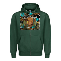 Sports Green western cow Zipper Hoodie - RanaPortraitStore