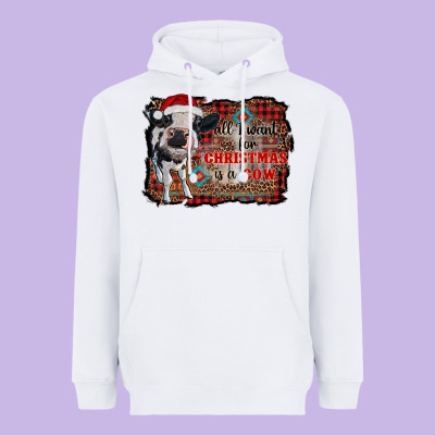All I Want For Christmas Is A Cow Aztec Heavyweight Hoodie Designed By Ranaportraitstore