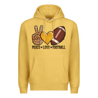 Antique Gold peace love football Premium Hoodie - AdoDesignShop
