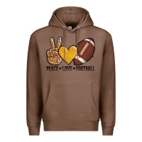 Chestnut peace love football Premium Hoodie - AdoDesignShop