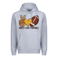 Heather Grey peace love football Premium Hoodie - AdoDesignShop