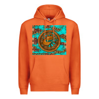 Carrot cowboy hat turquoise aztec background old wheel Premium Hoodie - Artiststas