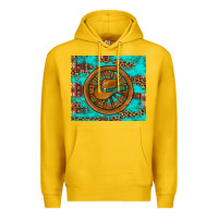 Lemon cowboy hat turquoise aztec background old wheel Premium Hoodie - Artiststas