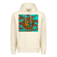 Sandshell cowboy hat turquoise aztec background old wheel Premium Hoodie - Artiststas