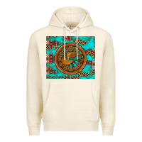Tofu cowboy hat turquoise aztec background old wheel Premium Hoodie - Artiststas