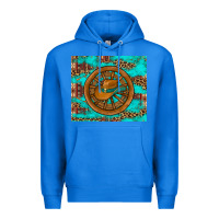 True Royal cowboy hat turquoise aztec background old wheel Premium Hoodie - Artiststas