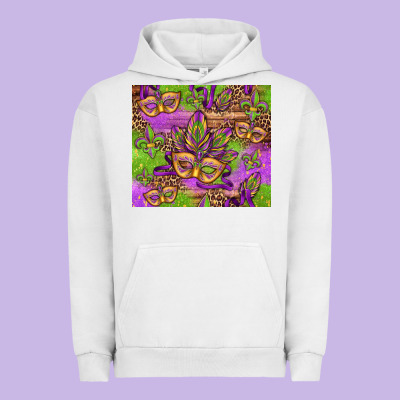 Mardi Gras Carnival Masks And Fleur De Lis Urban Hoodie Designed By Jasminsmagicworld