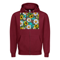 Burgundy western daisy and sunflower Zipper Hoodie - RanaPortraitStore