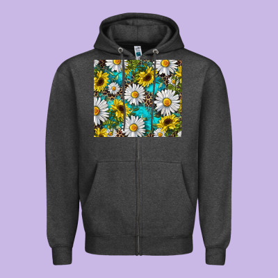 Zipper Hoodie western daisy and sunflower