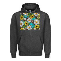 Charcoal Heather western daisy and sunflower Zipper Hoodie - RanaPortraitStore