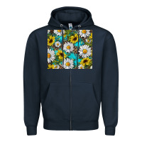 Navy western daisy and sunflower Zipper Hoodie - RanaPortraitStore