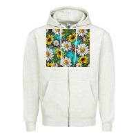 Oatmeal Heather western daisy and sunflower Zipper Hoodie - RanaPortraitStore