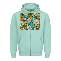 Seafoam western daisy and sunflower Zipper Hoodie - RanaPortraitStore