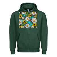 Sports Green western daisy and sunflower Zipper Hoodie - RanaPortraitStore