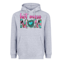 Heather Grey hot mess mom Heavyweight Hoodie - texasbilliewilder