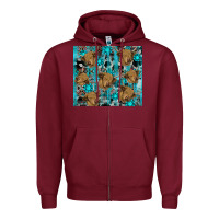 Burgundy western aztec highland cow Zipper Hoodie - RanaPortraitStore