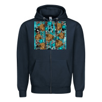 Navy western aztec highland cow Zipper Hoodie - RanaPortraitStore