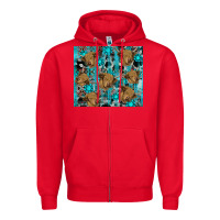 Red western aztec highland cow Zipper Hoodie - RanaPortraitStore