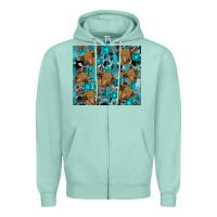 Seafoam western aztec highland cow Zipper Hoodie - RanaPortraitStore