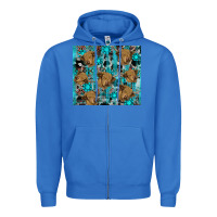 True Royal western aztec highland cow Zipper Hoodie - RanaPortraitStore