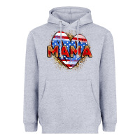 Heather Grey American mama heart Heavyweight Hoodie - Zillion Design Studio