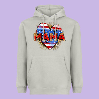 American Mama Heart Heavyweight Hoodie Designed By Zillion Design Studio