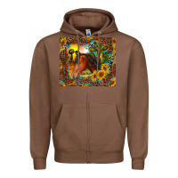 Chestnut western horse and sunflower Zipper Hoodie - RanaPortraitStore