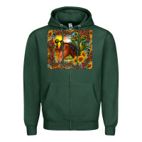Sports Green western horse and sunflower Zipper Hoodie - RanaPortraitStore