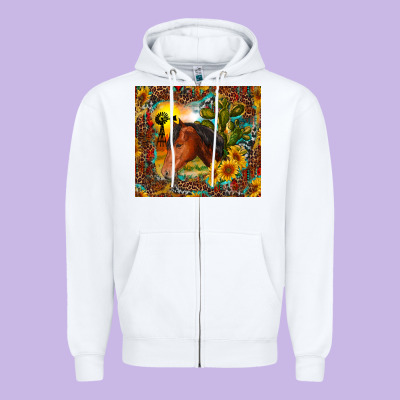 Zipper Hoodie western horse and sunflower