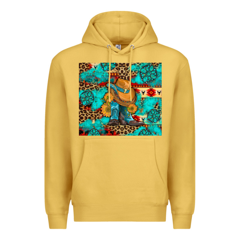 Cowboy Boots With Turquoise And Aztec Premium Hoodie by Artiststas | Teevron