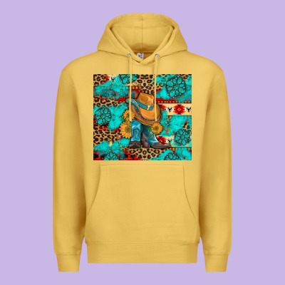 Cowboy Boots With Turquoise And Aztec Premium Hoodie Designed By Artiststas