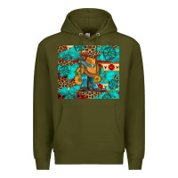 Army Green cowboy boots with turquoise and aztec Premium Hoodie - Artiststas